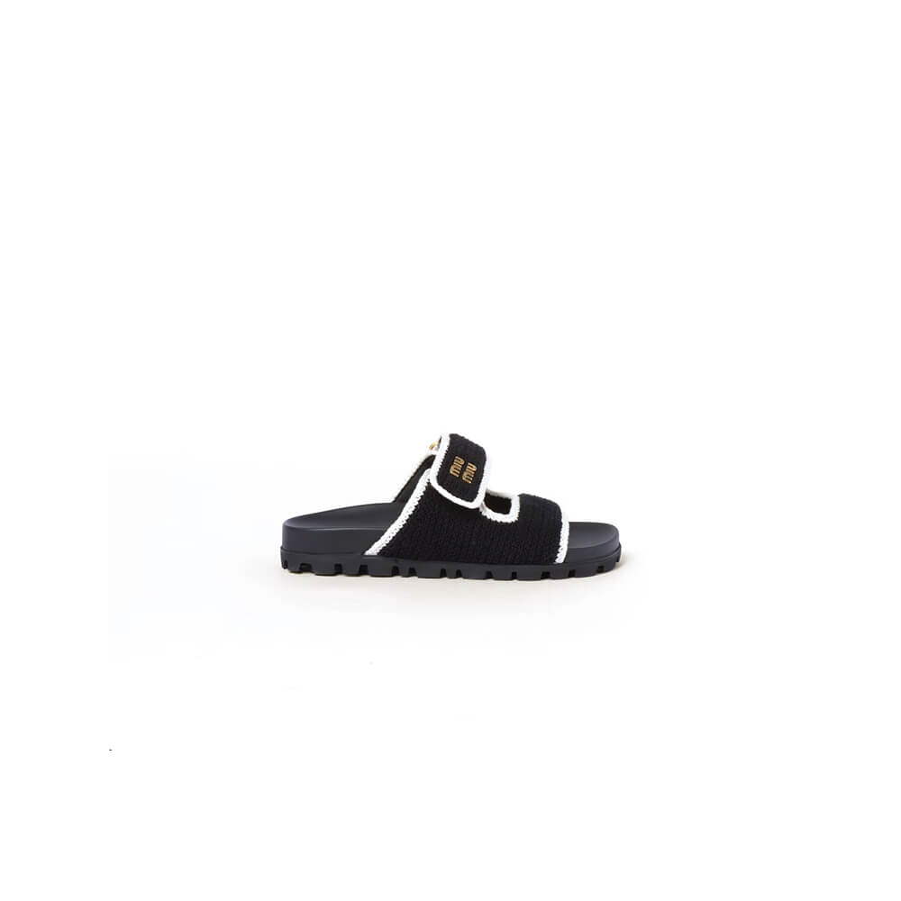 MiuMiu Crochet knit slides